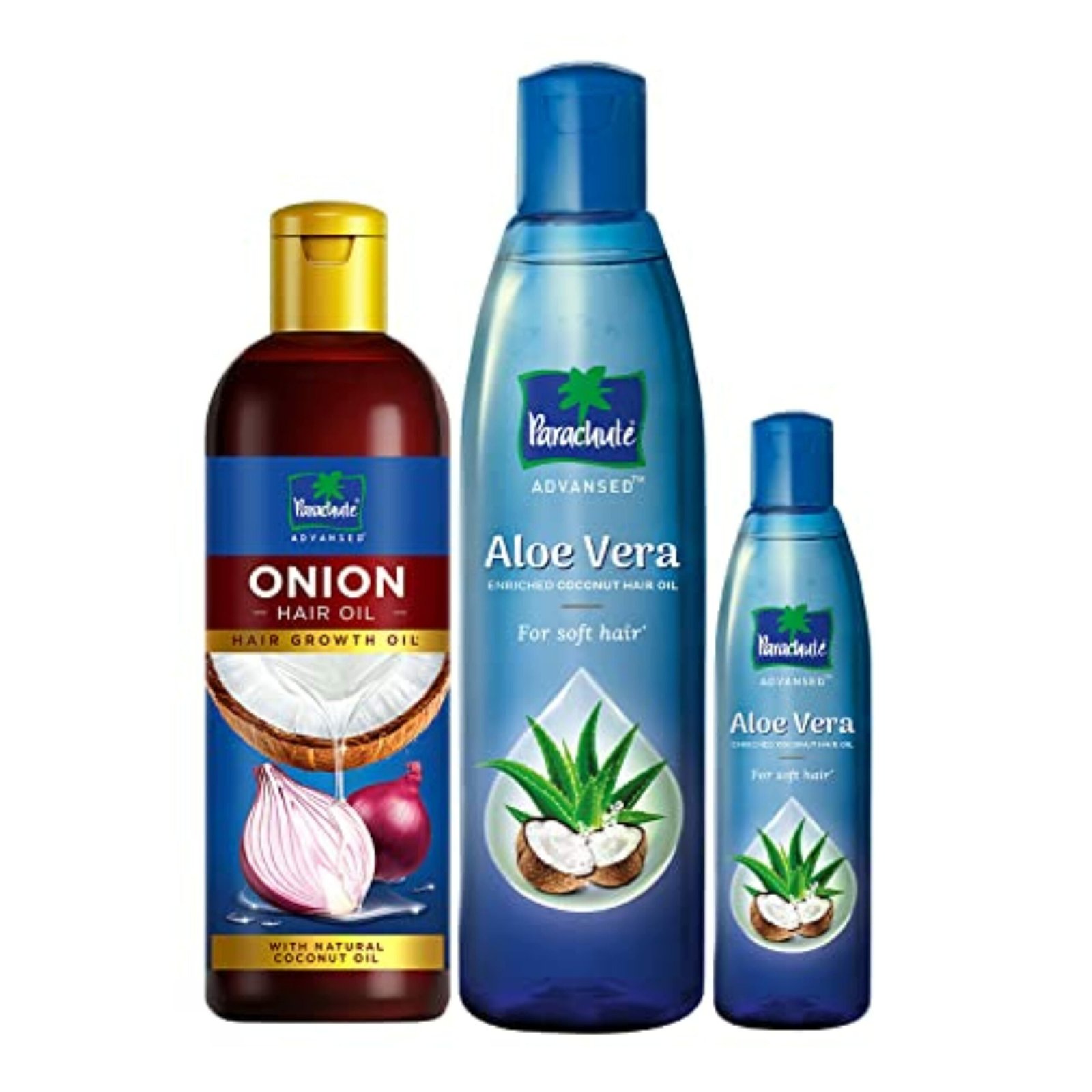 Combo Offer Parachute Advansed Aloe Vera, Enriched Coconut Hair Oil, For  Soft and Strong Hair, 250ml + 75ml Pack & Onion Hair Oil, Hair Growth Oil &  Reduces hairfall , 200ml - Dr Deals