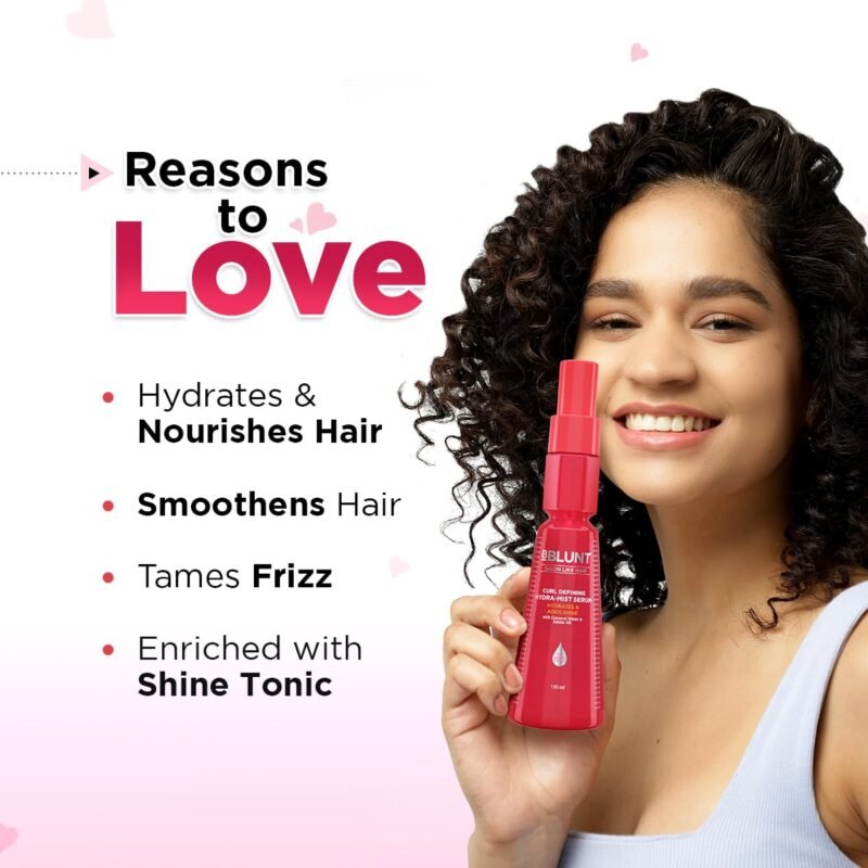 BBLUNT Curl Defining Hydra-Mist Serum with Jojoba Oil and Coconut Water for Hydrated & Nourished Curls - 150 ml | Hydrates & Nourishes Hair | Smoothens Hair | Tames Frizz