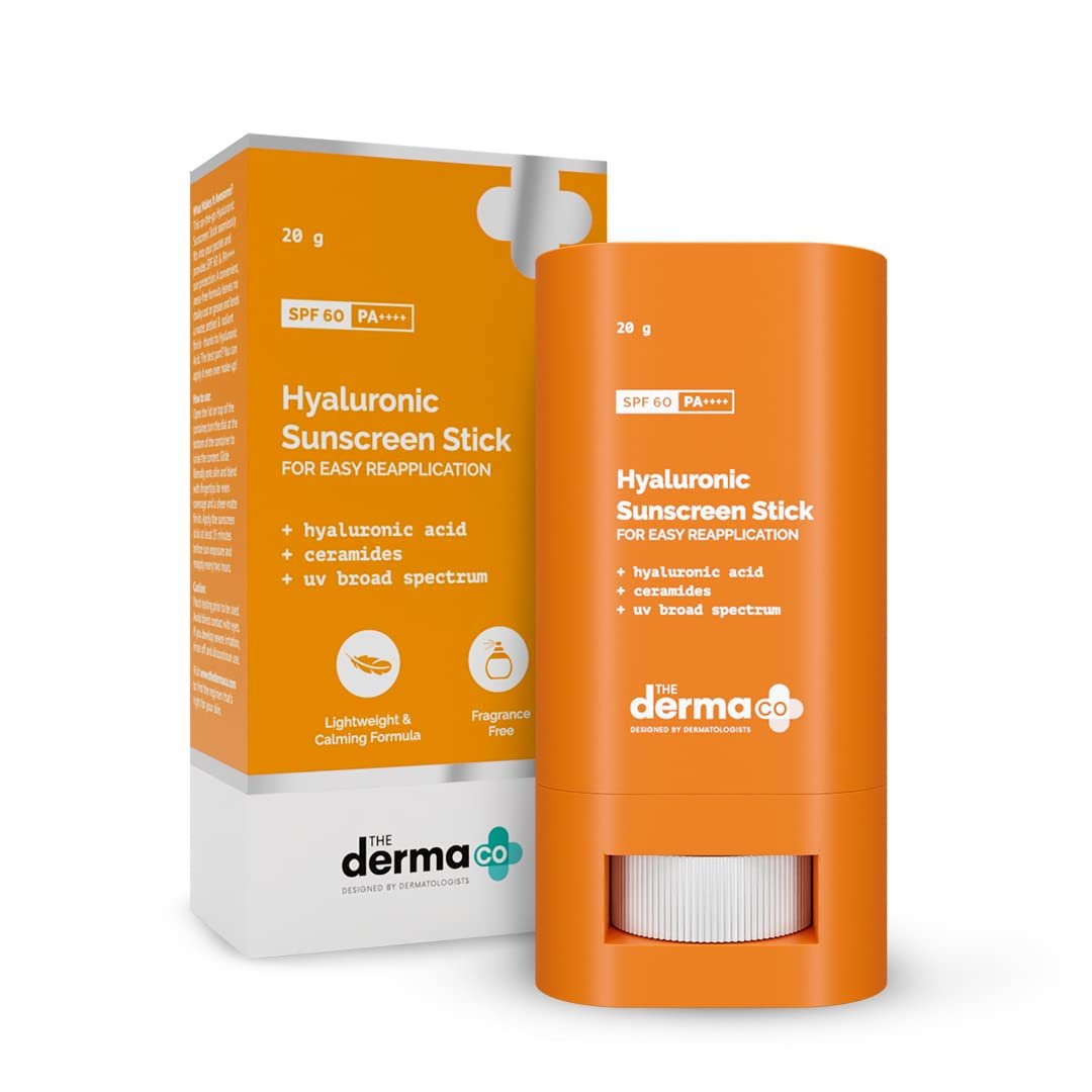 The Derma Co Hyaluronic Sunscreen Stick with SPF 60 & PA++++ For Easy Reapplication - 20g